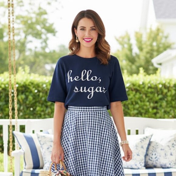 Draper James Blouse Hello Sugar Short Sleeve Sweater X-Small Reese Witherspoon - Picture 1 of 9